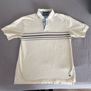 Tommy Hilfiger Cream Striped Men's Polo Shirt